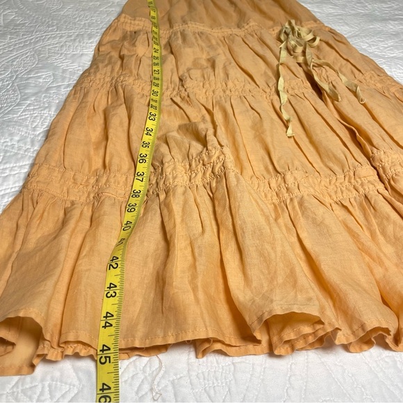 Theory Tiered Ruffle Empire Waist Cotton & Silk Midi Size S Light Apricot - Picture 5 of 15